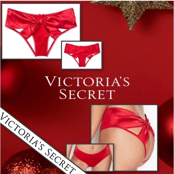 Crotchless open back peek-a-boo exposed ouvert panty panties red bow Victoria's - Picture 7 of 7